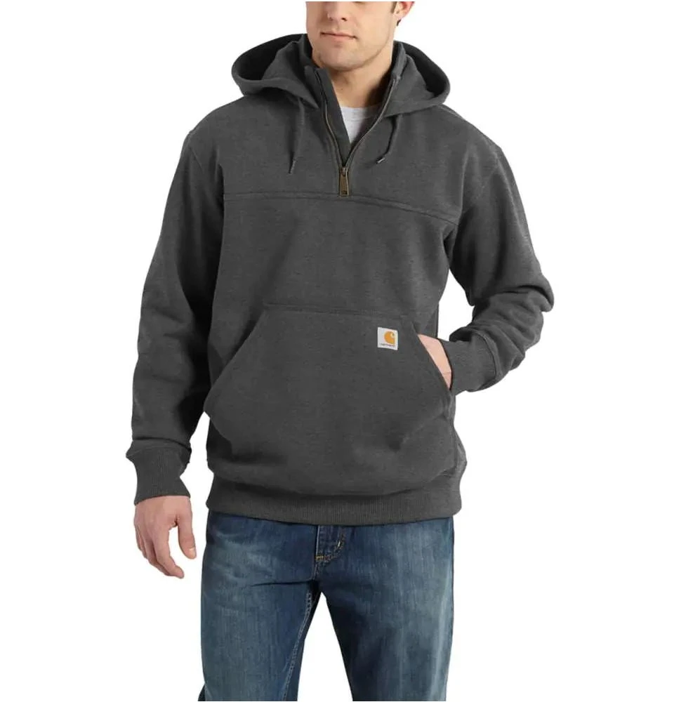 Carhartt Sweatshirts: Men's 100617 026 Carbon Heather Paxton Rain Defender Heavyweight Hooded Quarter-Zip Sweatshirt