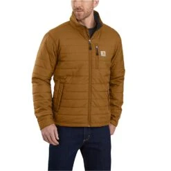 Carhartt Jacket: Men's 102208 BRN Brown Rain Defender Relaxed Fit Lightweight Insulated Jacket