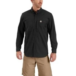 Carhartt Shirt Men's: 102538 001 Black Long Sleeve Rugged Professional
