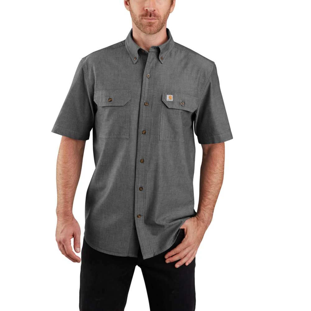 Carhartt Shirt: Men's 104369 BKC Black Chambray Midweight Short Sleeve Button Down Shirt