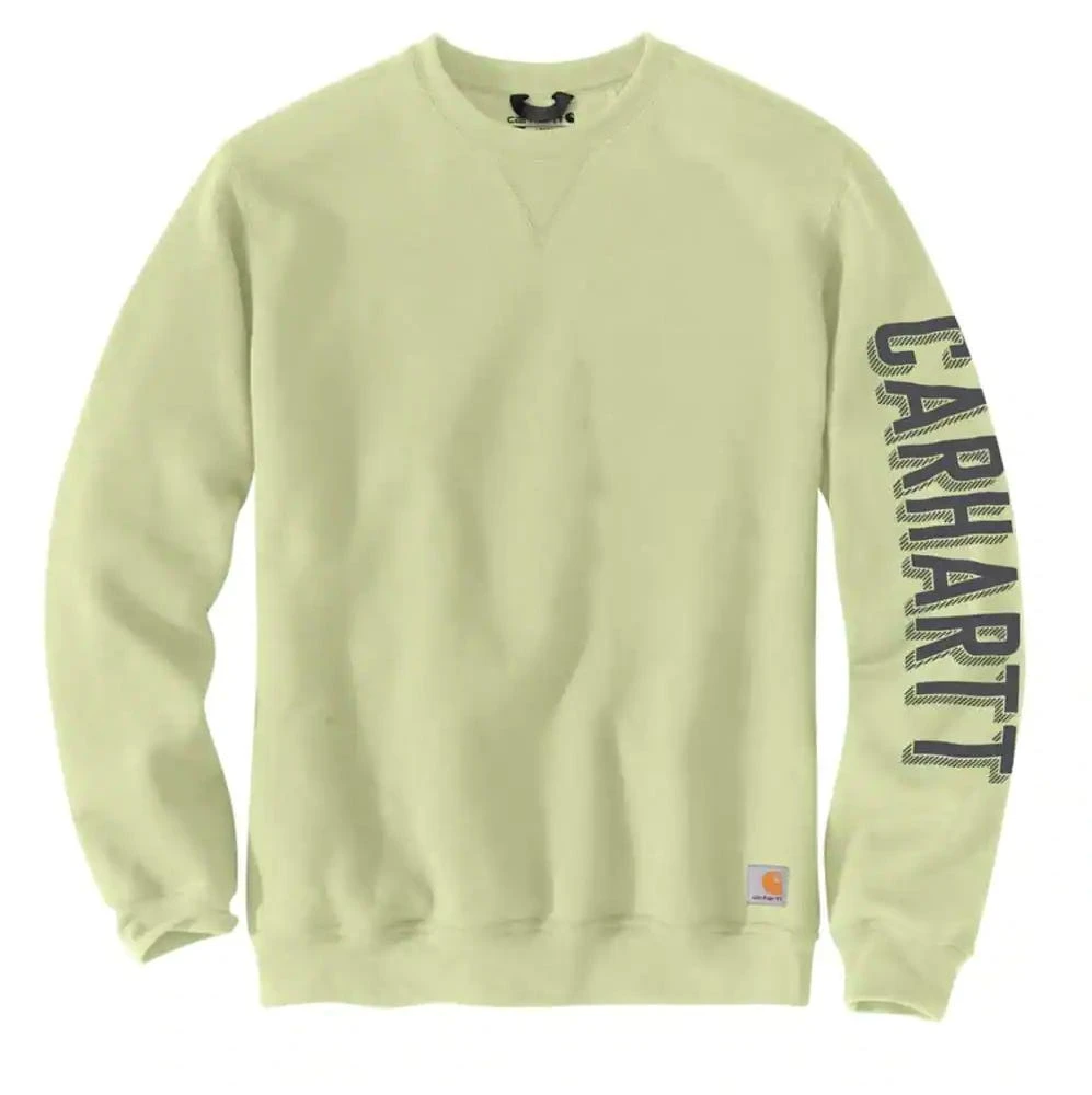 Carhartt Sweatshirts: Men's 104904 G68 Pastel Lime Crewneck Midweight Loose Fit Sleeve Graphic Sweatshirt