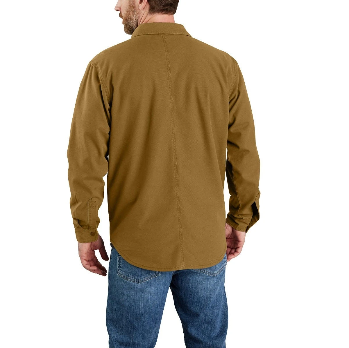 Carhartt Shirts: Men's 105419 B33 Oak Brown Rugged Flex Canvas Fleece-Lined Shirt Jacket - Image 2