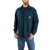 Carhartt Shirts: Men's 105419 H69 Night Blue Rugged Flex Canvas Fleece-Lined Shirt Jacket