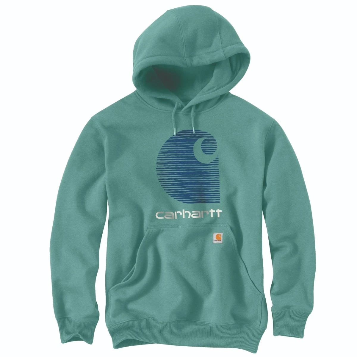 Carhartt Sweatshirts: Men's 105431 L05 Slate Green Heather Defender Loose Fit โCโ Logo Graphic Sweatshirt