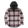 Carhartt Shirts: Men's 105621 W03 Malt Rugged Flex Flannel Fleece Lined Hooded Shirt Jacket