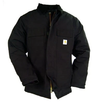 Carhartt Coats: Men's Black C003 BLK Arctic Quilt Lined Traditional Duck Coat