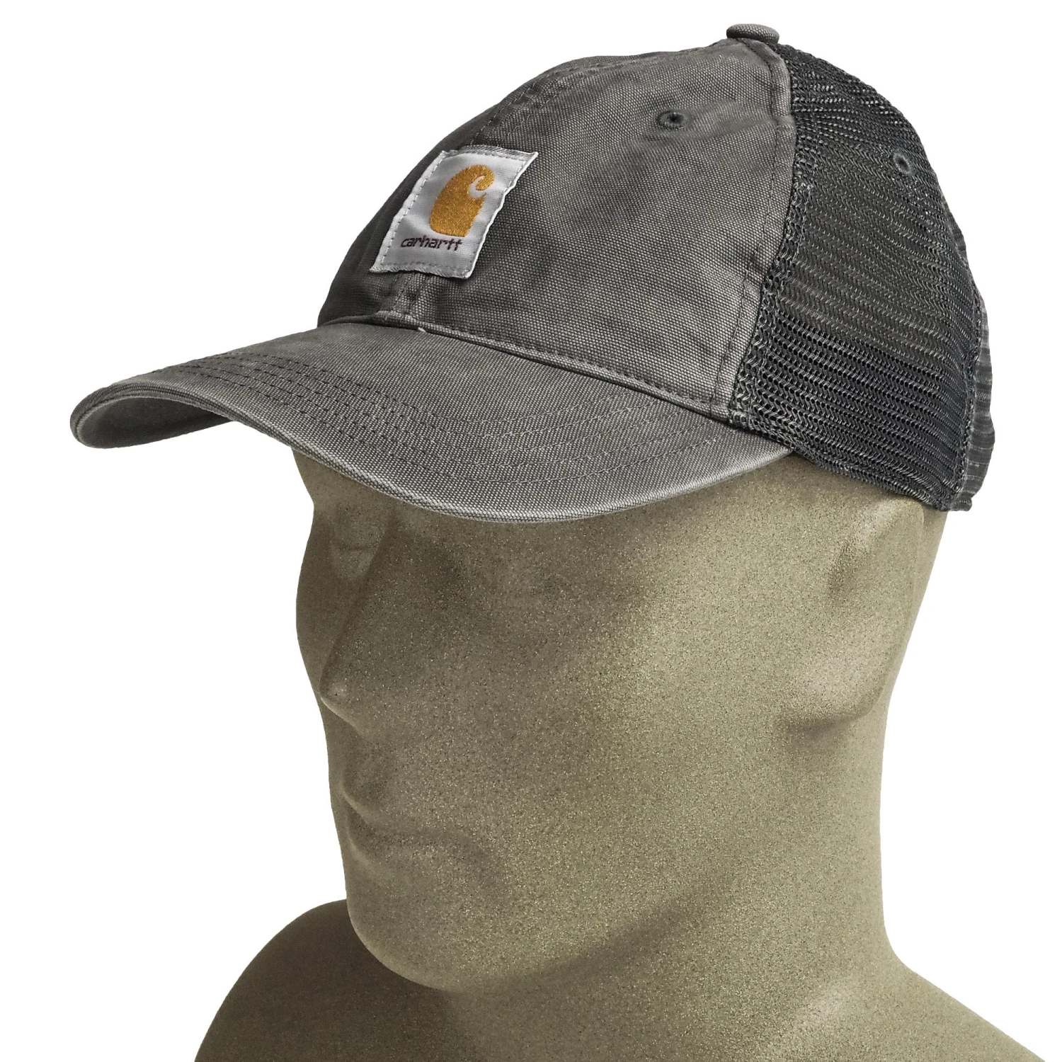 Carhartt Hats: Men's 100286 039 Gravel Grey Buffalo Mesh Back Baseball Cap - Image 3