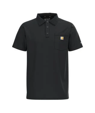 Carhartt Force Shirts: Men's 103569 001 Black Force Cotton Delmont Pocket Polo - Image 2