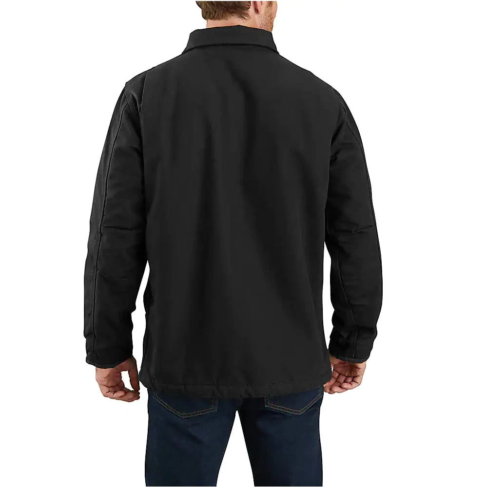 Carhartt Coats: Men's 104293 BLK Black Loose Fit Washed Duck Sherpa-Lined Coat - Image 4