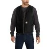 Carhartt Vests: Men's 104394 BLK Black Relaxed Fit Washed Duck Sherpa-Lined Vest
