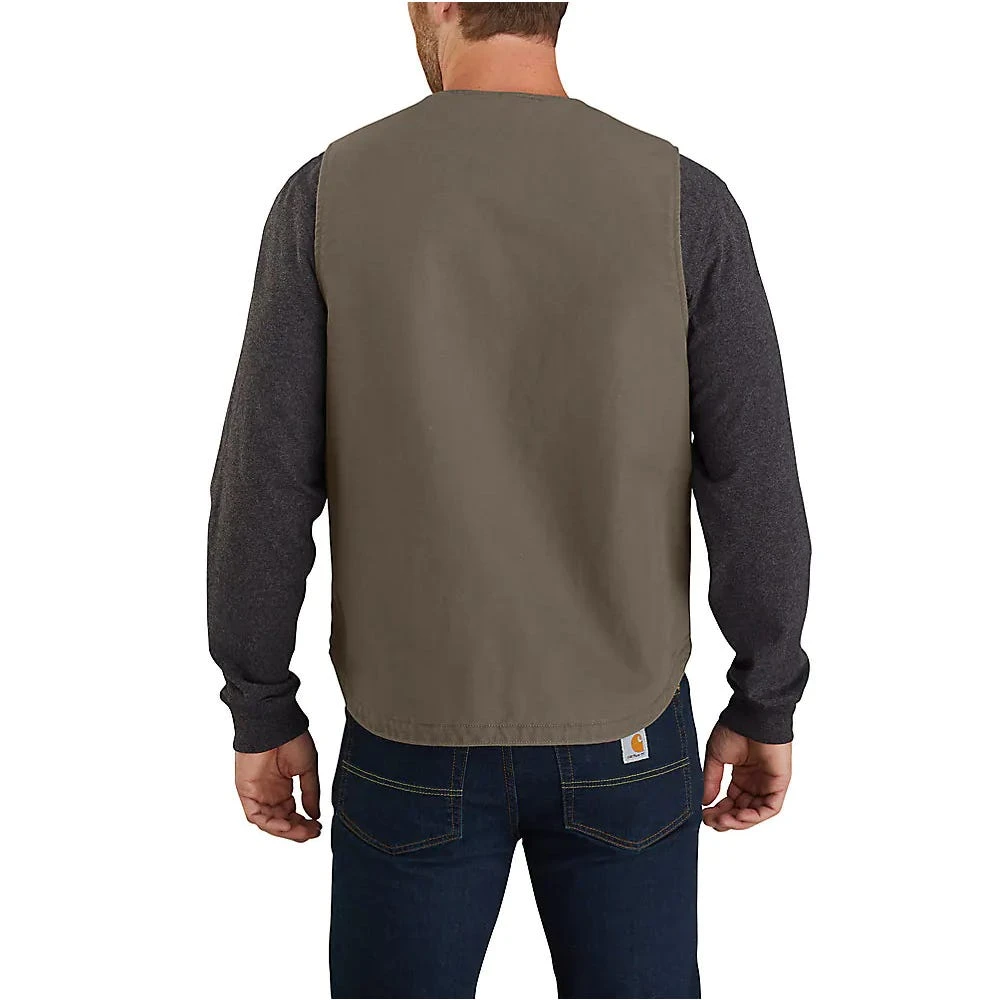 Carhartt Vests: Men's 104394 BLK Black Relaxed Fit Washed Duck Sherpa-Lined Vest - Image 2