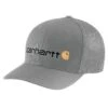 Carhartt Hats: 105353 APH Asphalt Rugged Flex Fitted Canvas Mesh-Back Logo Graphic Cap