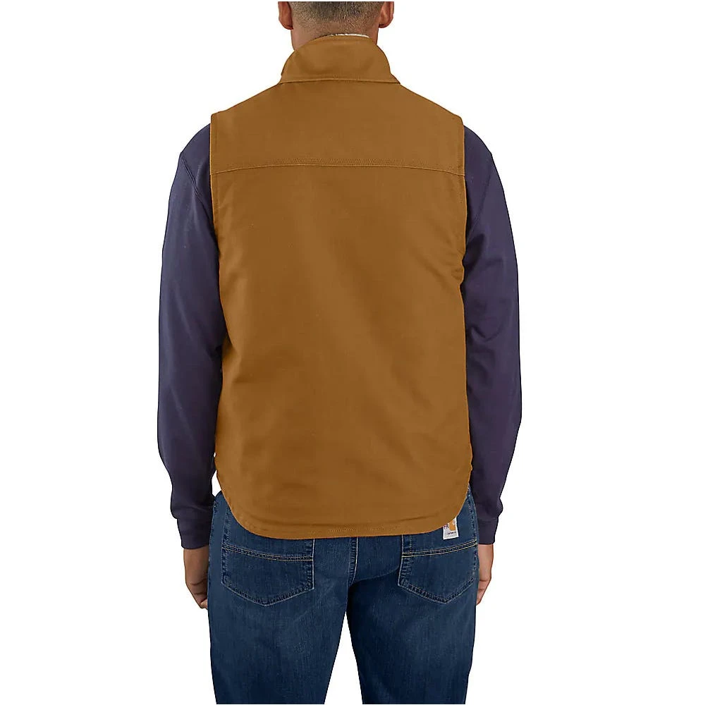 Carhartt Vests: Men's 104981 BRN Brown FR Duck Sherpa Lined Vest - Image 4