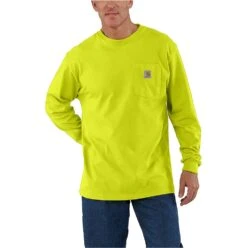 Carhartt Shirts: Men's K126 BLM Brite Lime Cotton Long Sleeve Work Shirt
