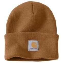 Carhartt Caps: Brown Acrylic Watch Cap A18 BRN