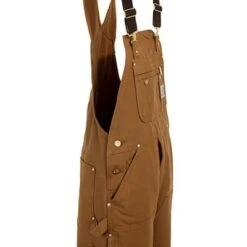 Carhartt Overalls: Men's R41 BRN Brown Cotton Lined Bib Overalls