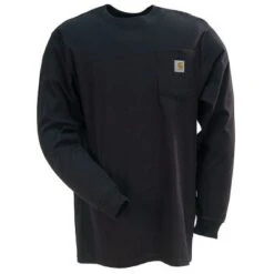 Carhartt Shirts: Men's Black K126 BLK Long Sleeve Work Shirt
