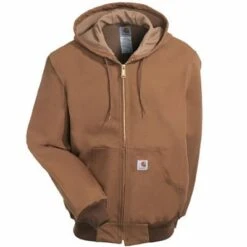 Carhartt Jackets: Men's J131 BRN Brown Duck USA-Made Hooded Jacket