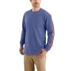 Carhartt Shirts: Men's K231 I35 Dusk Blue Heather Cotton Long Sleeve Logo Shirt