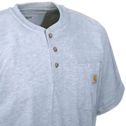Carhartt Shirts: Men's Heather Grey K84 HGY Cotton Henley Work Shirt